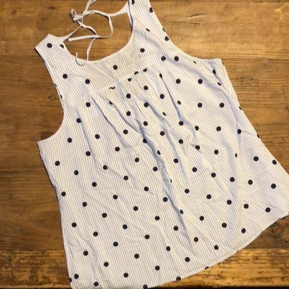 Crown & Ivy Blue‎ striped and polka dot tank top size XL T11 - Picture 1 of 7